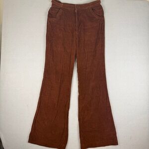 Vintage Gamin Brown Corduroy Wide Leg Pants High Waisted Boho Flare Womens 13